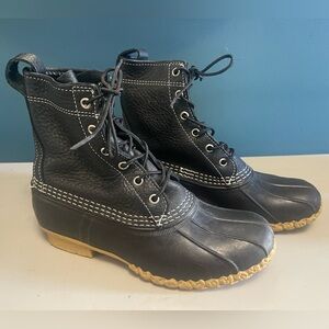 Women LL Bean rain duck leather boots women size 8